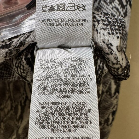 Primark Mock Neck Grey Snake Print Blouse Size 8 US Sheer Smock Neck - Picture 6 of 8